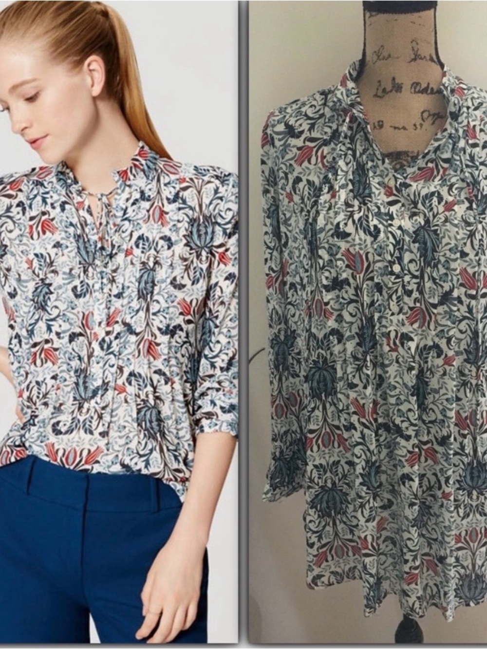 LOFT floral print tunic blouse